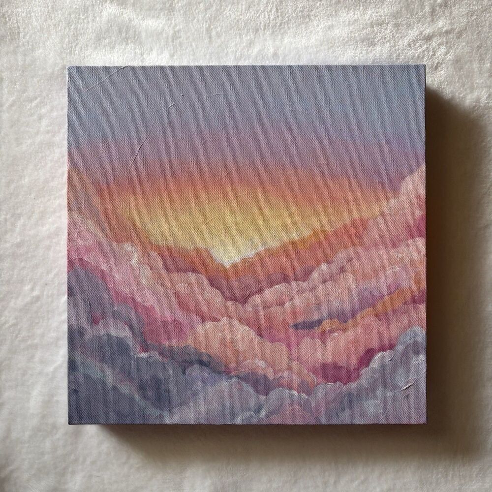 Original Oil Painting Pastel Cloudscape 12x12 Ethereal Dreamy Artwork